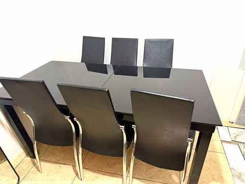 Black rectangular glass - rectangular, dining