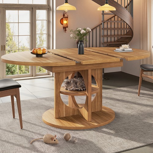 Extendable round dining - round, table