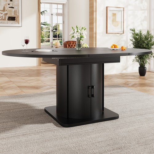 Round extendable dining table - dining,