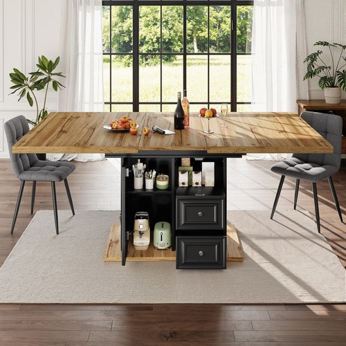 Extendable wooden dining table - extendable,