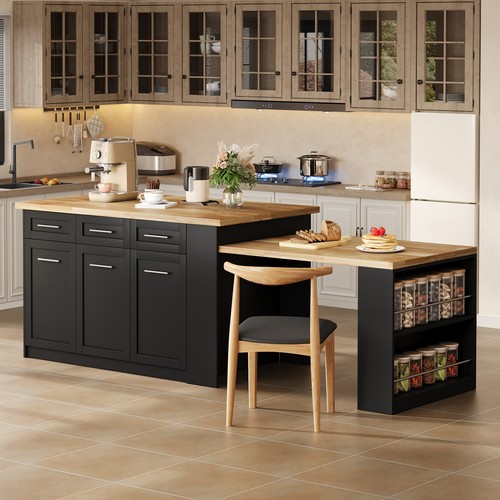 Kitchen island with pull - with, pull-out