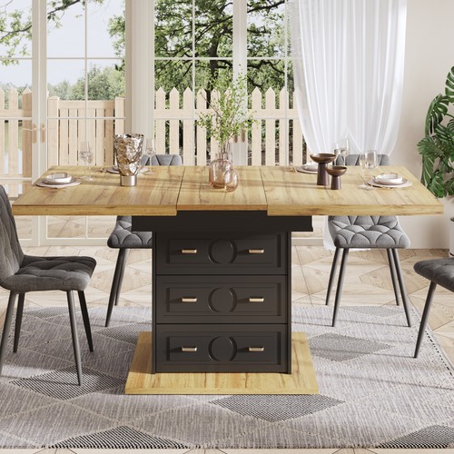 Extendable wooden dining table - extendable,