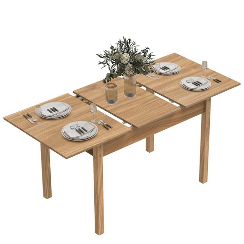 Wooden extendable dining table - extendable,