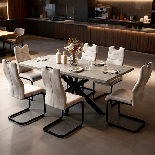 Light grey extendable dining - extendable,